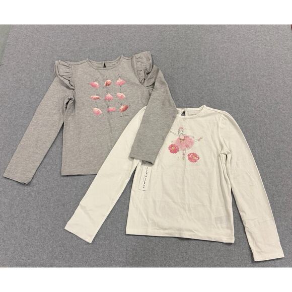 Janie & Jack Ballerina Long Sleeve Shirt Bundle / Lot of 2 Girls Size 10 NEW - Picture 1 of 14